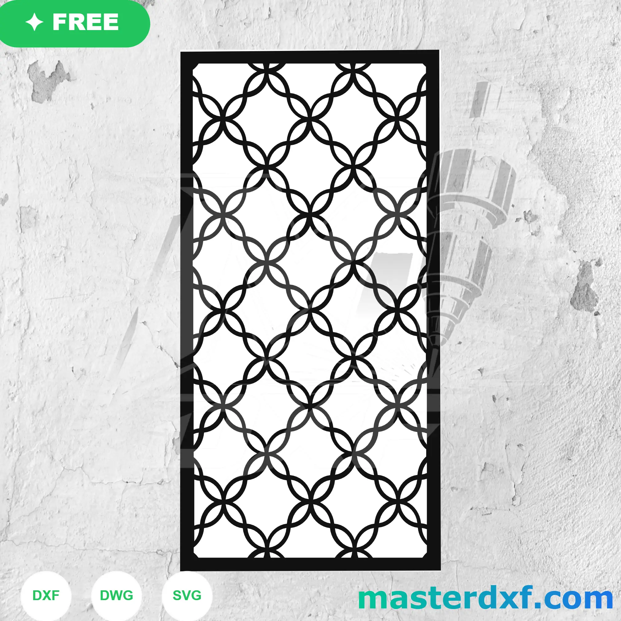Overlapping Circle Chain DXF Pattern for Elegant Room Dividers DXF File